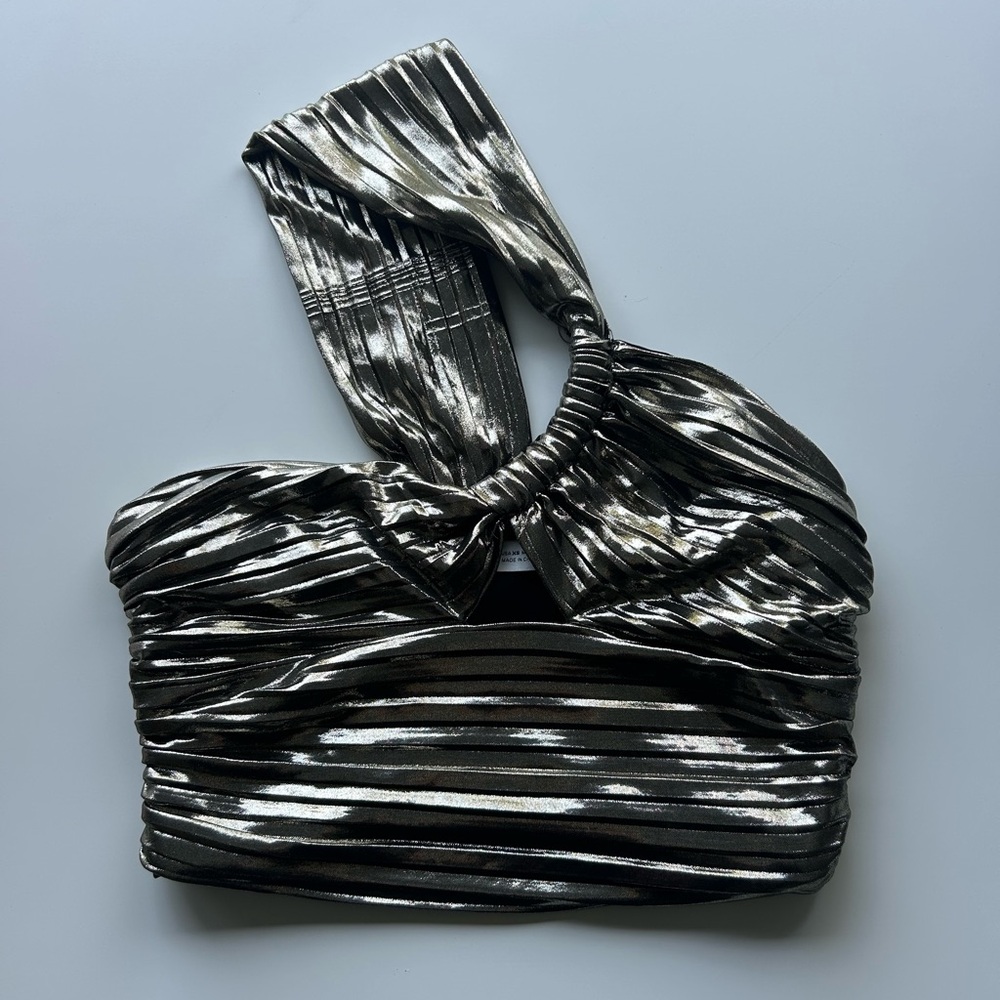 Zara Shimmering Gold Metallic Halter Top